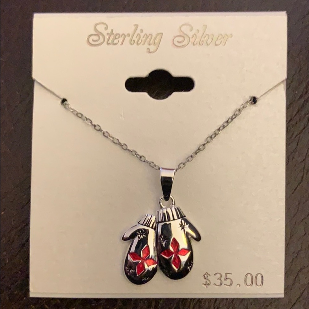 Sterling silver mitten necklace